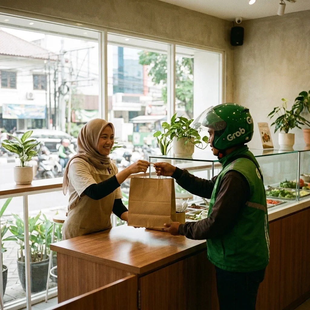 Pesanan diserahkan kepada pengemudi delivery.